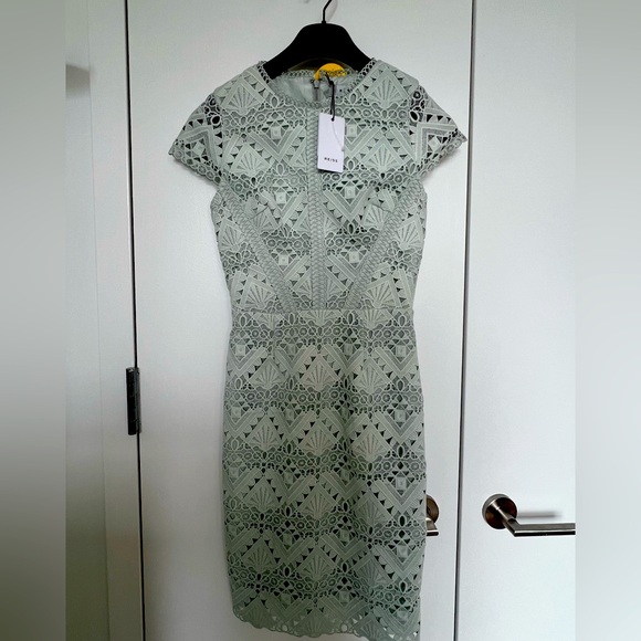 reiss green lace dress Reiss Ivana Lace Asymmetric Hemline Dress